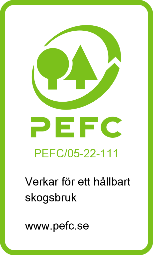 Kooperativet Arboris innehar PEFC-certifikat för hållbart skogsbruk.
